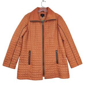 UBU Quilted Jacket Womens S Orange Full Zip Lightweight Travel Everyday Pockets‎